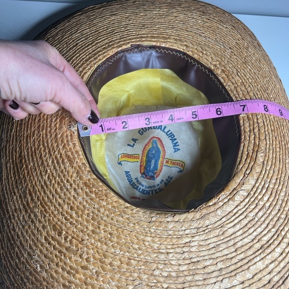 LA GUADALUPANA Tight Weave Braided Suede Strap Mexican Sombrero Wide Brim Hat